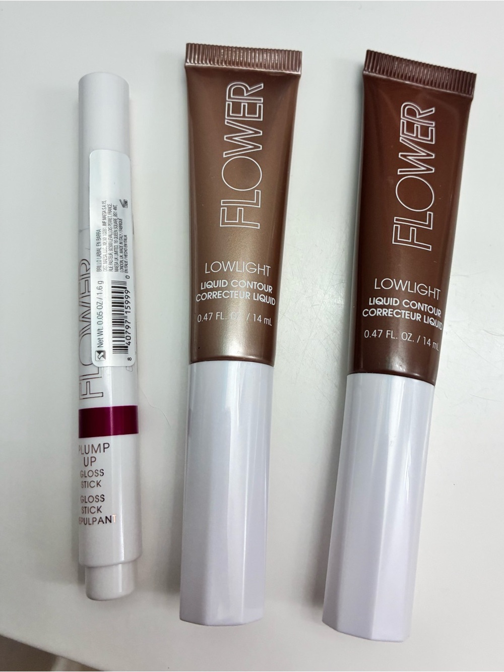 Flower Makeup Bundle Lowlight Liquid Contour x2 + Plump Up Gloss stick in heated